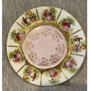 Vtg EW Princess Gold Saucer w/ Courting Couple , Japan #5390